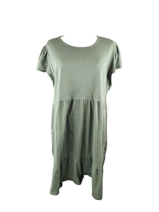 Time and Tru Dresses & Skirts - Time and Tru Olive Green Short Sleeve Tiered Knit Dress with Pockets Sz. XL